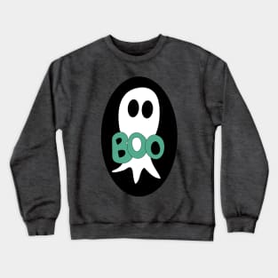 Cute Halloween ghost cartoon with BOO text Crewneck Sweatshirt